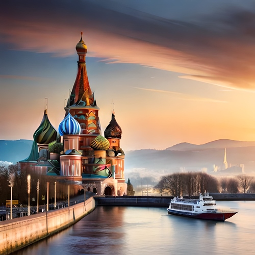 Uma catedral russa próxima a um rio